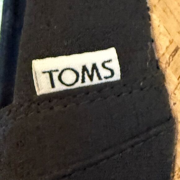 TOMS Women's Classic Espadrille Wedge Sandal Black Scattered Woven‎ Size 8 - Picture 10 of 10